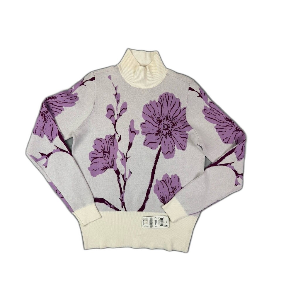 INC International Concepts Size XS Womens Sweater Lavender Print Long Sleeve